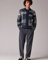 Paul Smith Navy Grey Tonal Patchwork Wool Blend Zip Through Cardigan – productbeeld 4