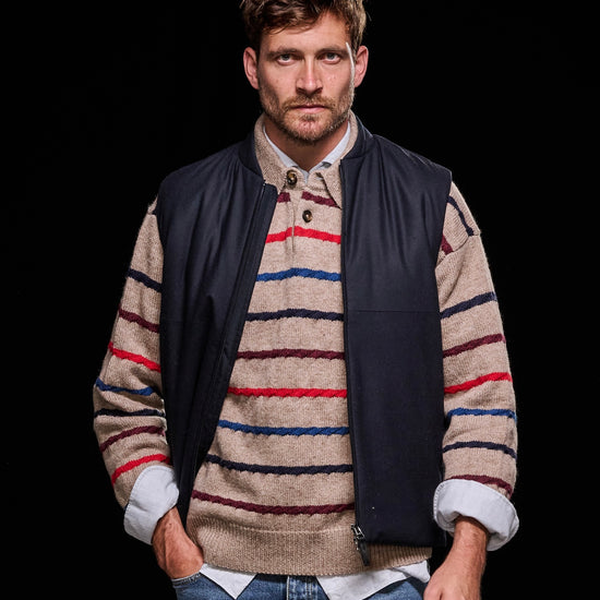 Paul Smith Light Tan Striped Wool Blend Knitted Pullover – vooraanzicht