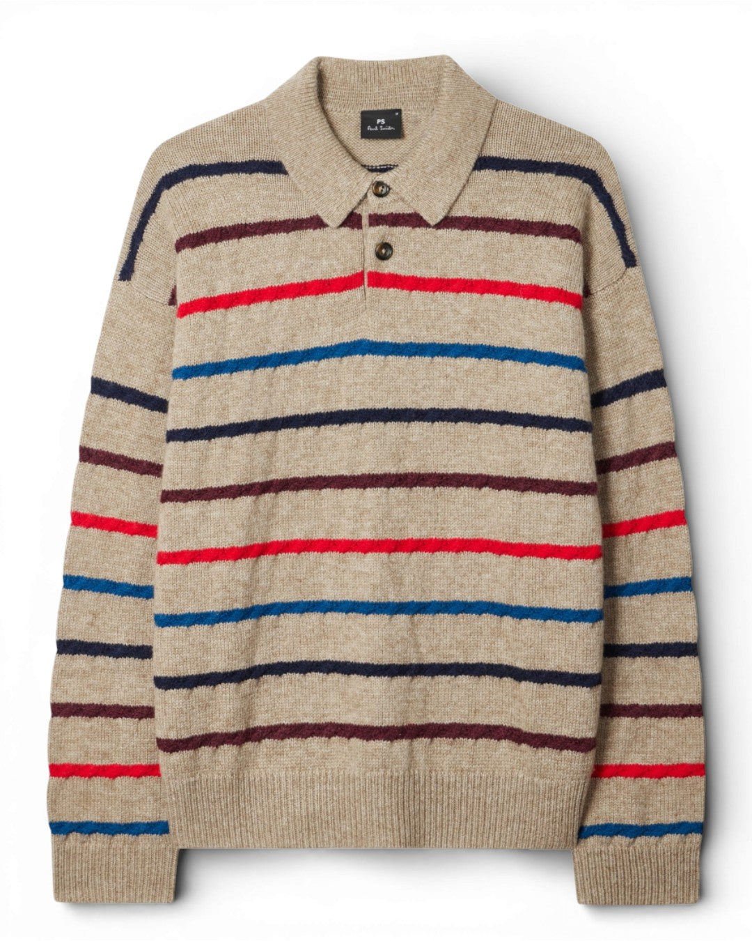 Paul Smith Light Tan Striped Wool Blend Knitted Pullover – productbeeld 2