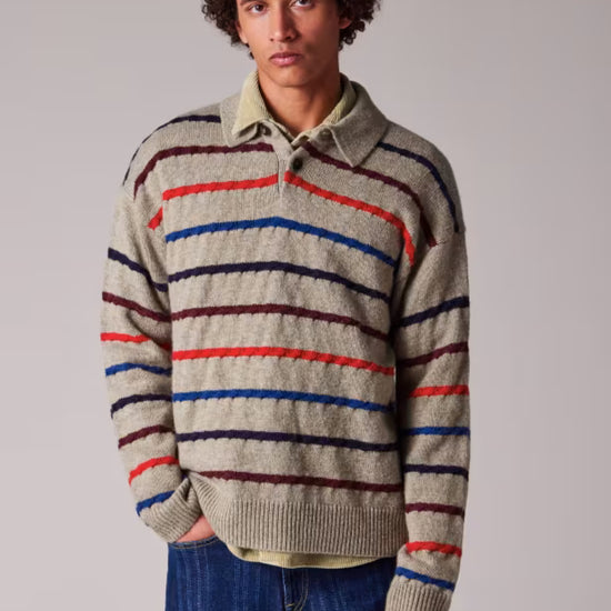 Paul Smith Light Tan Striped Wool Blend Knitted Pullover – productbeeld 3