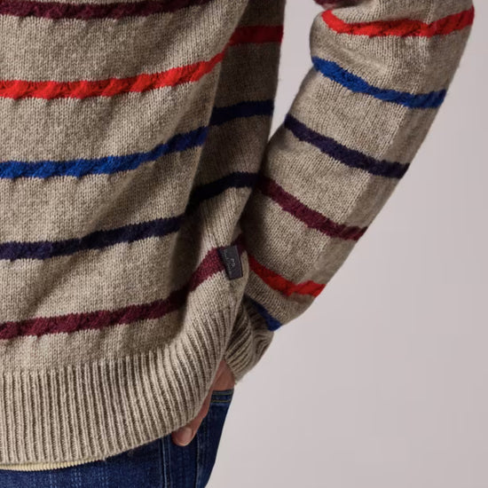 Paul Smith Light Tan Striped Wool Blend Knitted Pullover – productbeeld 5