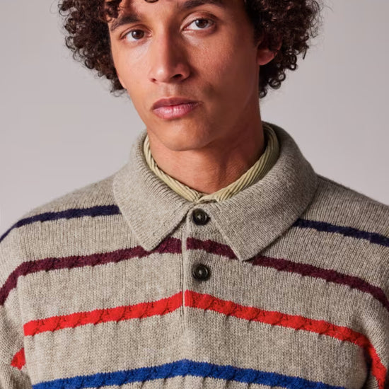 Paul Smith Light Tan Striped Wool Blend Knitted Pullover – productbeeld 6