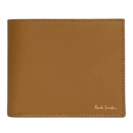Paul Smith portefeuille in bruinbeige leder met klein goudkleurig logo op de voorkant