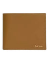 Paul Smith portefeuille in bruinbeige leder met klein goudkleurig logo op de voorkant