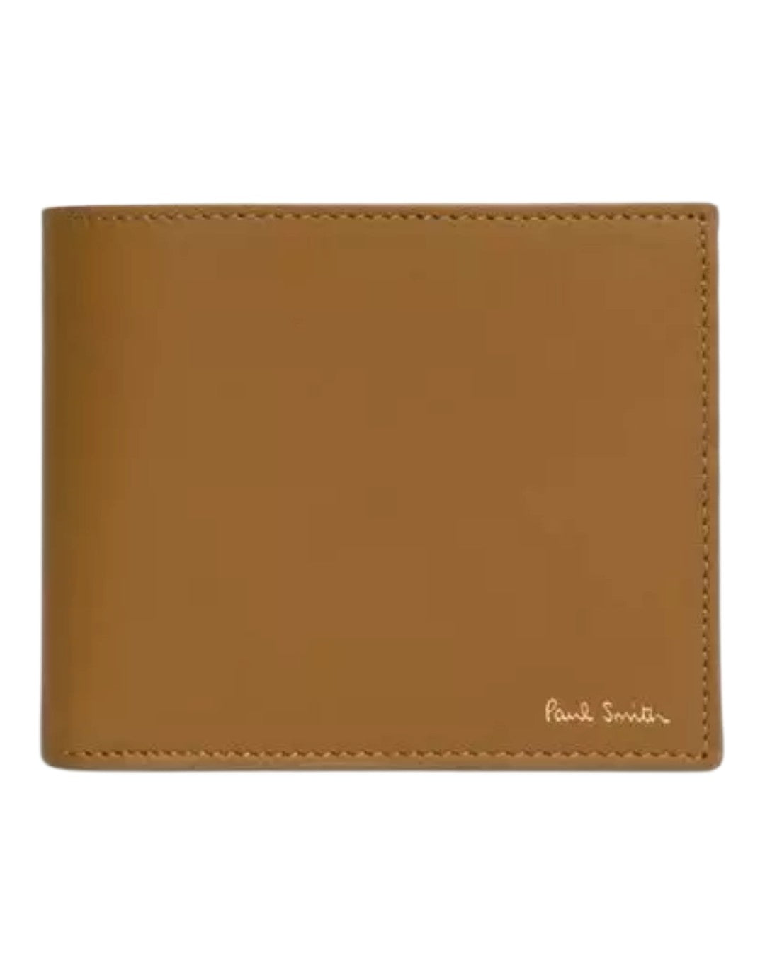 Paul Smith portefeuille in bruinbeige leder met klein goudkleurig logo op de voorkant