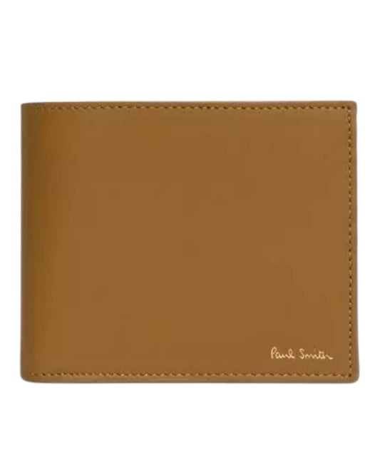 Paul Smith portefeuille in bruinbeige leder met klein goudkleurig logo op de voorkant