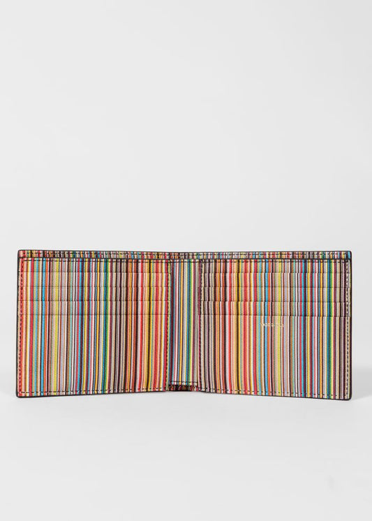 Paul Smith zwarte Signature Trim portemonnee, binnenzijde signature stripe