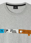 Paul Smith grijs T-shirt met horizontale grafische borstprint, detail borstprint