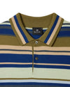 Paul Smith polo met groene en blauwe strepen, detail kraag knopen
