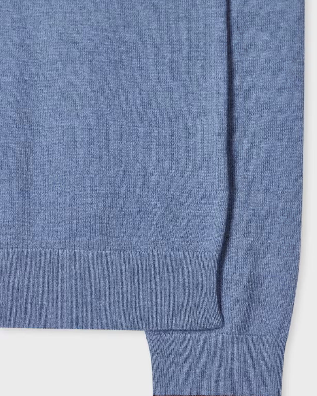 Paul Smith Zebra half-zip trui in grijsblauw, detail boord en manchet