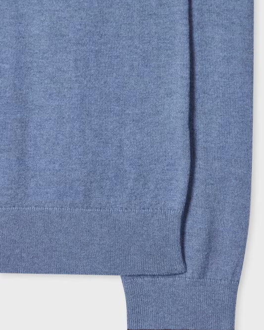 Paul Smith Zebra half-zip trui in grijsblauw, detail boord en manchet