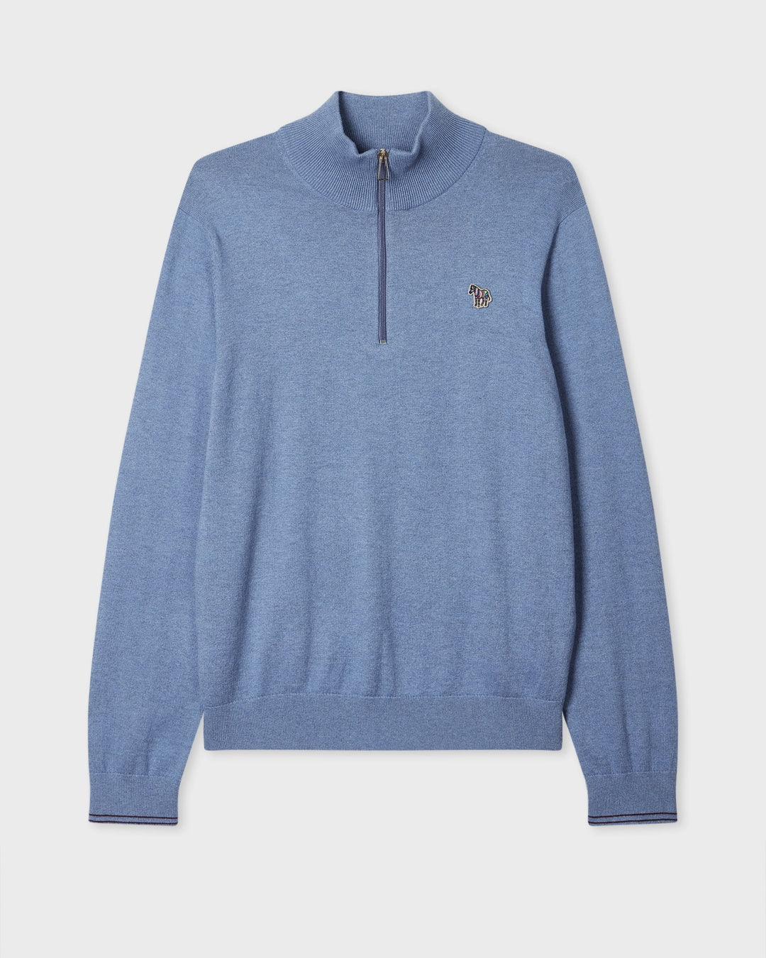 Paul Smith Zebra half-zip trui in grijsblauw, productfoto vooraanzicht
