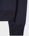 Paul Smith navy half-zip sweater met zebralogo, detail boord manchetten