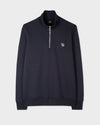 Paul Smith navy half-zip sweater met zebralogo, productfoto vooraanzicht