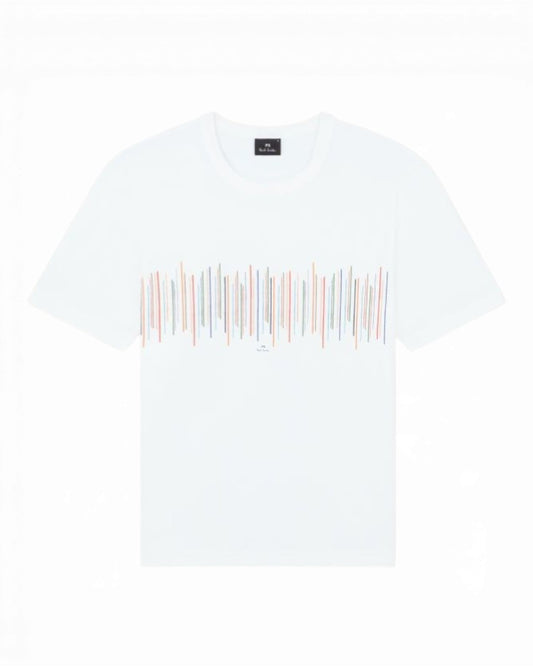 White Casual Fit Stripe T-shirt