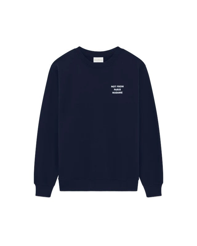 Drôle de Monsieur Bold Slogan Sweatshirt Navy productfoto 2 bij Checkpoint Mol
