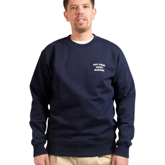 Drôle de Monsieur Navy Slogan Sweatshirt Not From Paris Madame – productfoto 4 – Checkpoint Mol