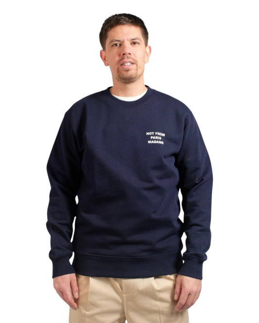 Drôle de Monsieur Navy Slogan Sweatshirt Not From Paris Madame – productfoto 4 – Checkpoint Mol