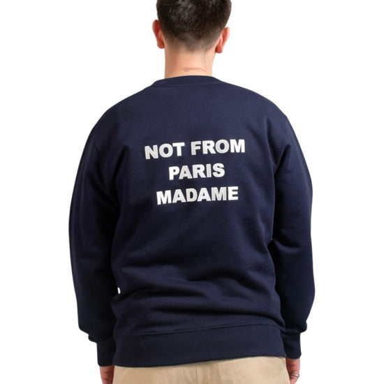 Drôle de Monsieur Navy Slogan Sweatshirt Not From Paris Madame – productfoto 5 – Checkpoint Mol