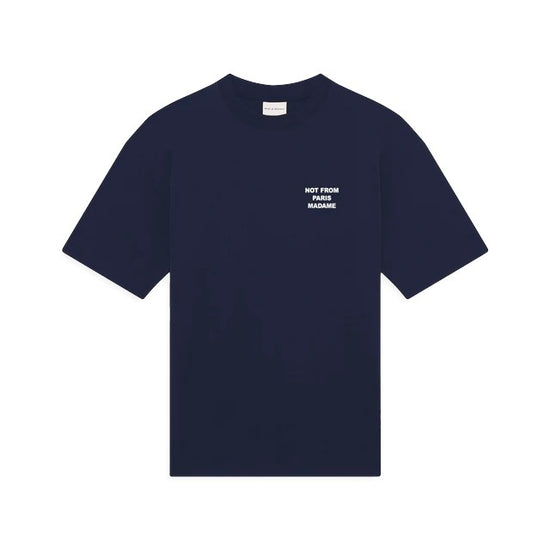 Drôle de Monsieur Bold Slogan T-shirt Navy productfoto 2 bij Checkpoint Mol