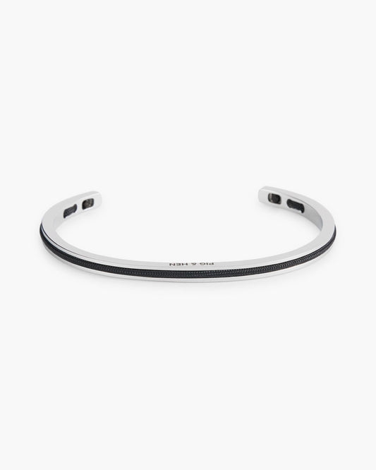 Pig & Hen Navarch 4mm Armband Navy Silver — open armband met navy koord