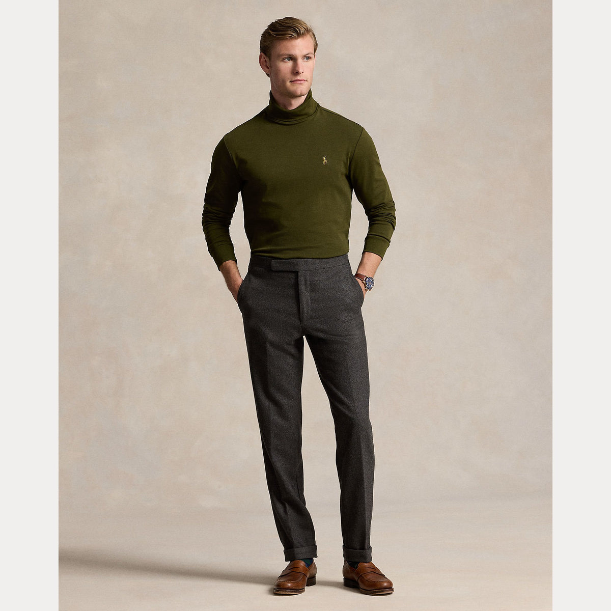 Polo Ralph Lauren Loden Soft Cotton Turtleneck Long Sleeve T-shirt – productbeeld 2