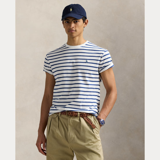 Polo Ralph Lauren White Old Royal Stripe Jersey Custom Slim Fit T-shirt – productbeeld 2