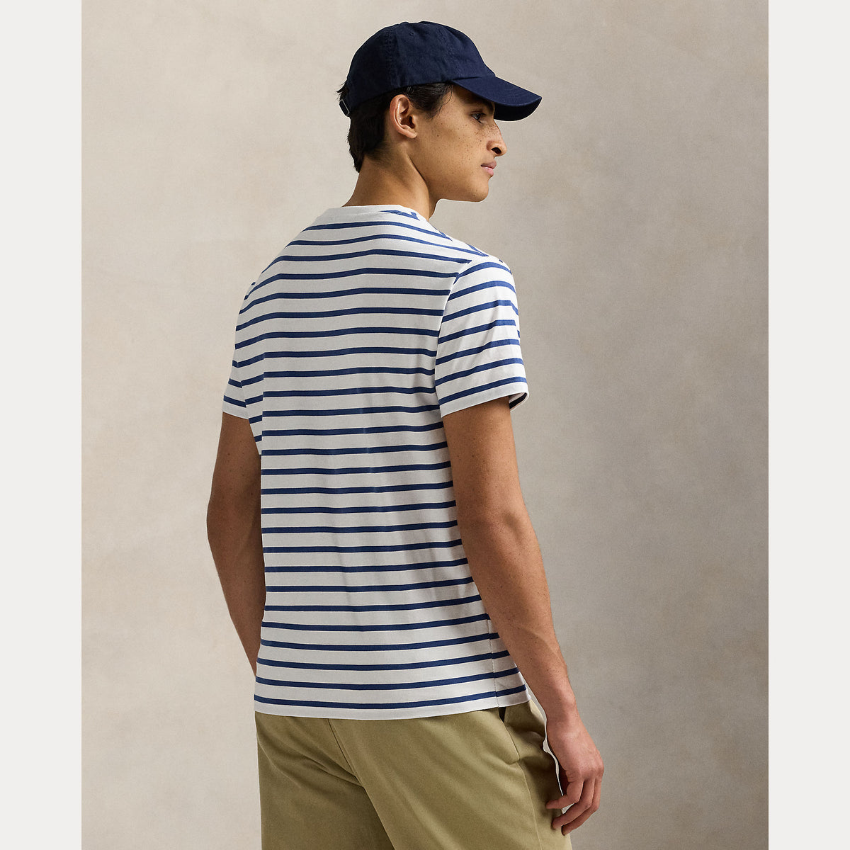 Polo Ralph Lauren White Old Royal Stripe Jersey Custom Slim Fit T-shirt – productbeeld 3