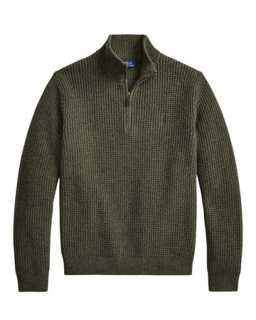 Polo Ralph Lauren Cotton-Wool Half-Zip Olive Shrub Heather – productbeeld 1