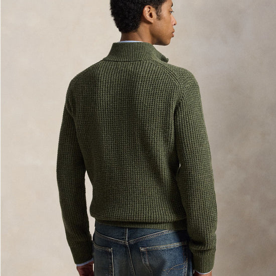 Polo Ralph Lauren Cotton-Wool Half-Zip Olive Shrub Heather – productbeeld 4