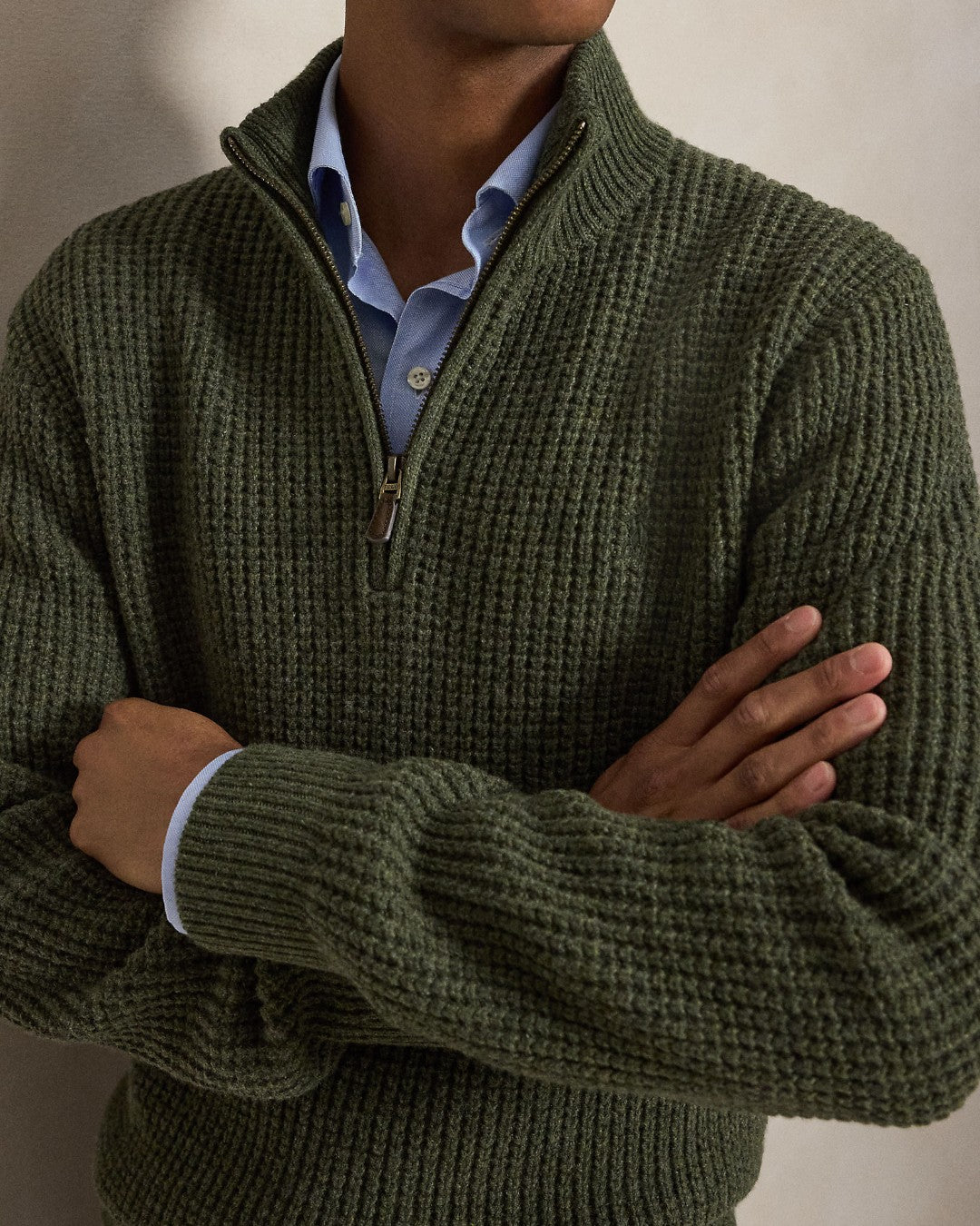 Polo Ralph Lauren Cotton-Wool Half-Zip Olive Shrub Heather – productbeeld 5