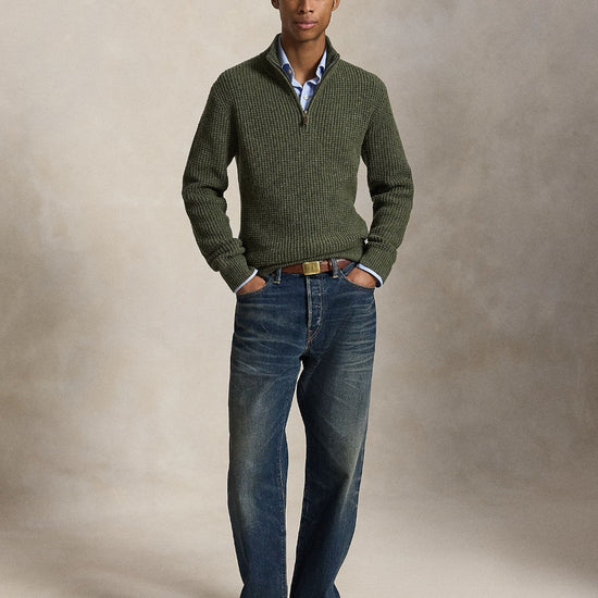 Polo Ralph Lauren Cotton-Wool Half-Zip Olive Shrub Heather – productbeeld 6