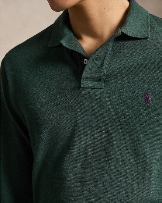 Polo Ralph Lauren Custom Slim Fit Mesh Polo Scotch Pine Heather – productbeeld 5