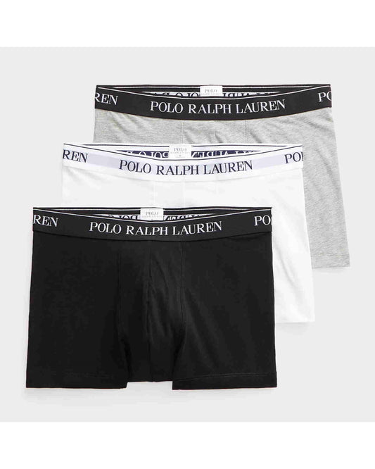 Ralph Lauren trunks in wit, zwart en grijs, drie stuks vooraanzicht