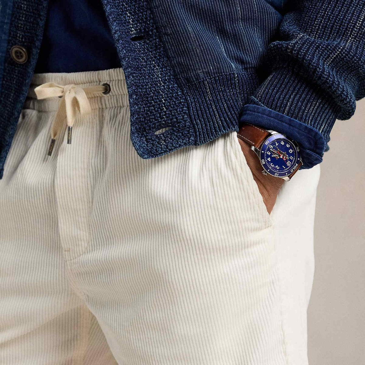 RALPH LAUREN Polo Prepster Corduroy Shorts Warm White – productbeeld 2