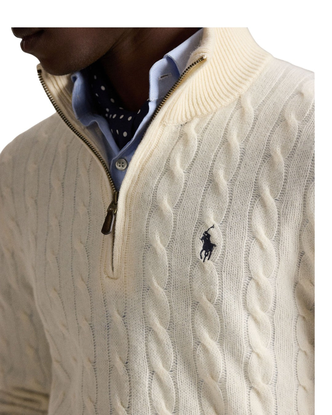 Ralph Lauren Cable-Knit Quarter-Zip Jumper Andover Cream productfoto 2