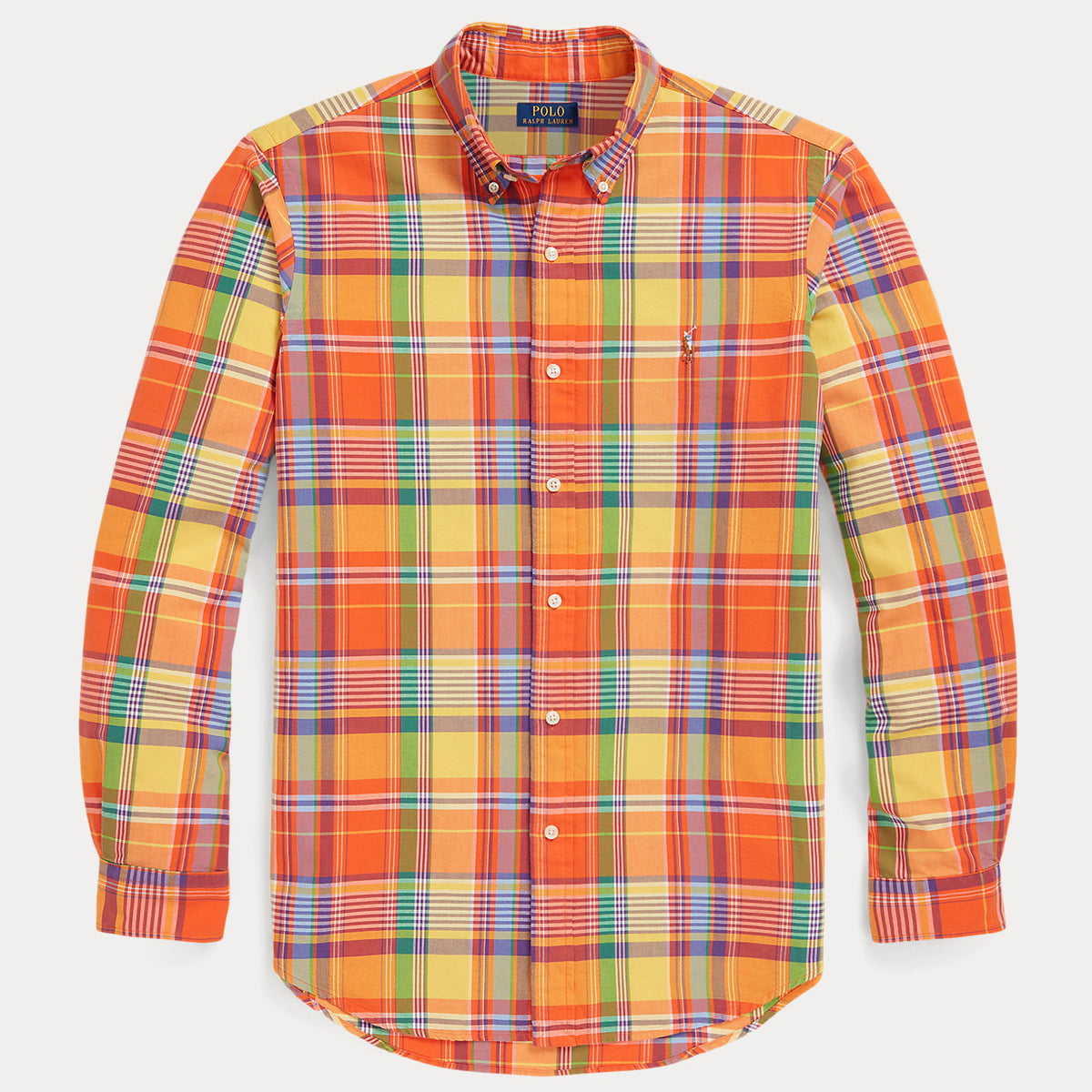 Ralph Lauren Classic Slim Checked Shirt Orange – vooraanzicht