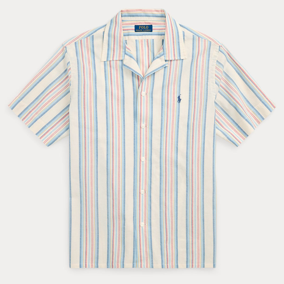 Ralph Lauren Striped Chambray Camp Shirt Off White Red – vooraanzicht