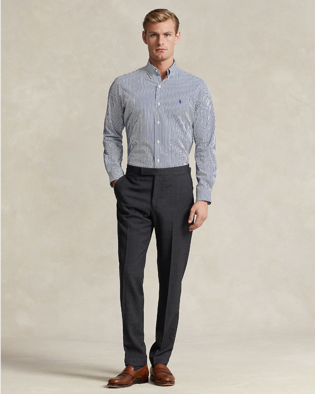 Ralph Lauren Bi-Stretch Poplin Hemd Navy White – productfoto 3 | Checkpoint Mol