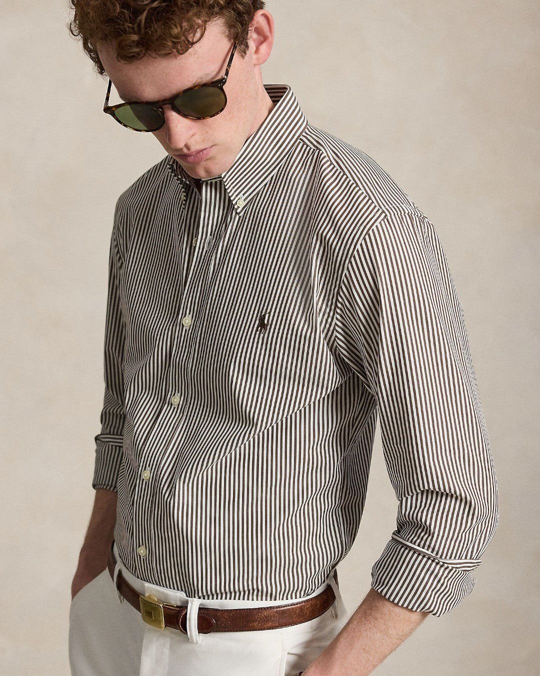 Ralph Lauren Bi-Stretch Poplin Hemd Nutmeg Brown White – productfoto 5 | Checkpoint Mol