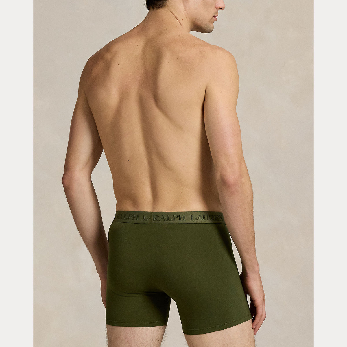 Ralph Lauren groene boxers met logotailleband, gedragen achteraanzicht