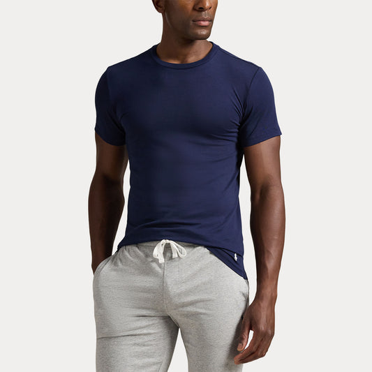 Ralph Lauren navy onderhemden met ronde hals, gedragen vooraanzicht uitsnede