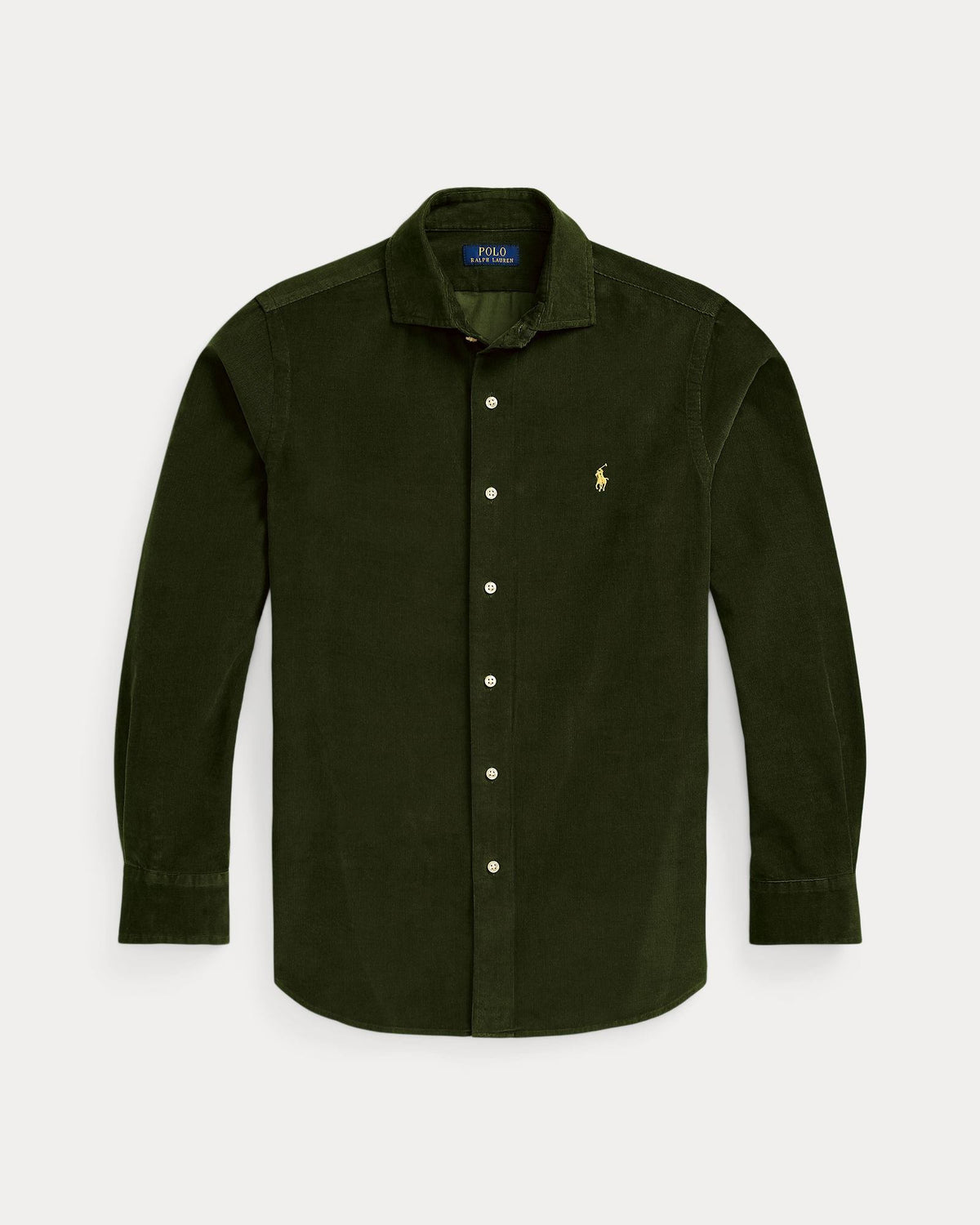 Ralph Lauren olijfgroen corduroy hemd, productfoto vooraanzicht