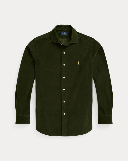 Ralph Lauren olijfgroen corduroy hemd, productfoto vooraanzicht