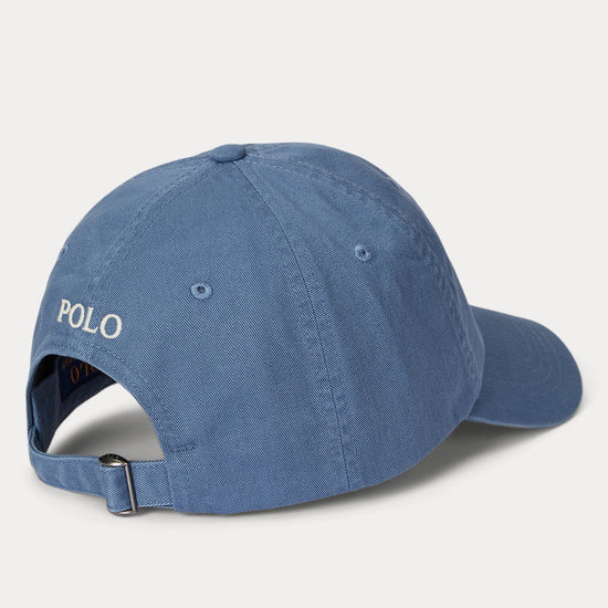 Ralph Lauren blauwe pet met wit logo, productfoto achteraanzicht