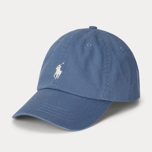 Ralph Lauren blauwe pet met wit logo, productfoto vooraanzicht
