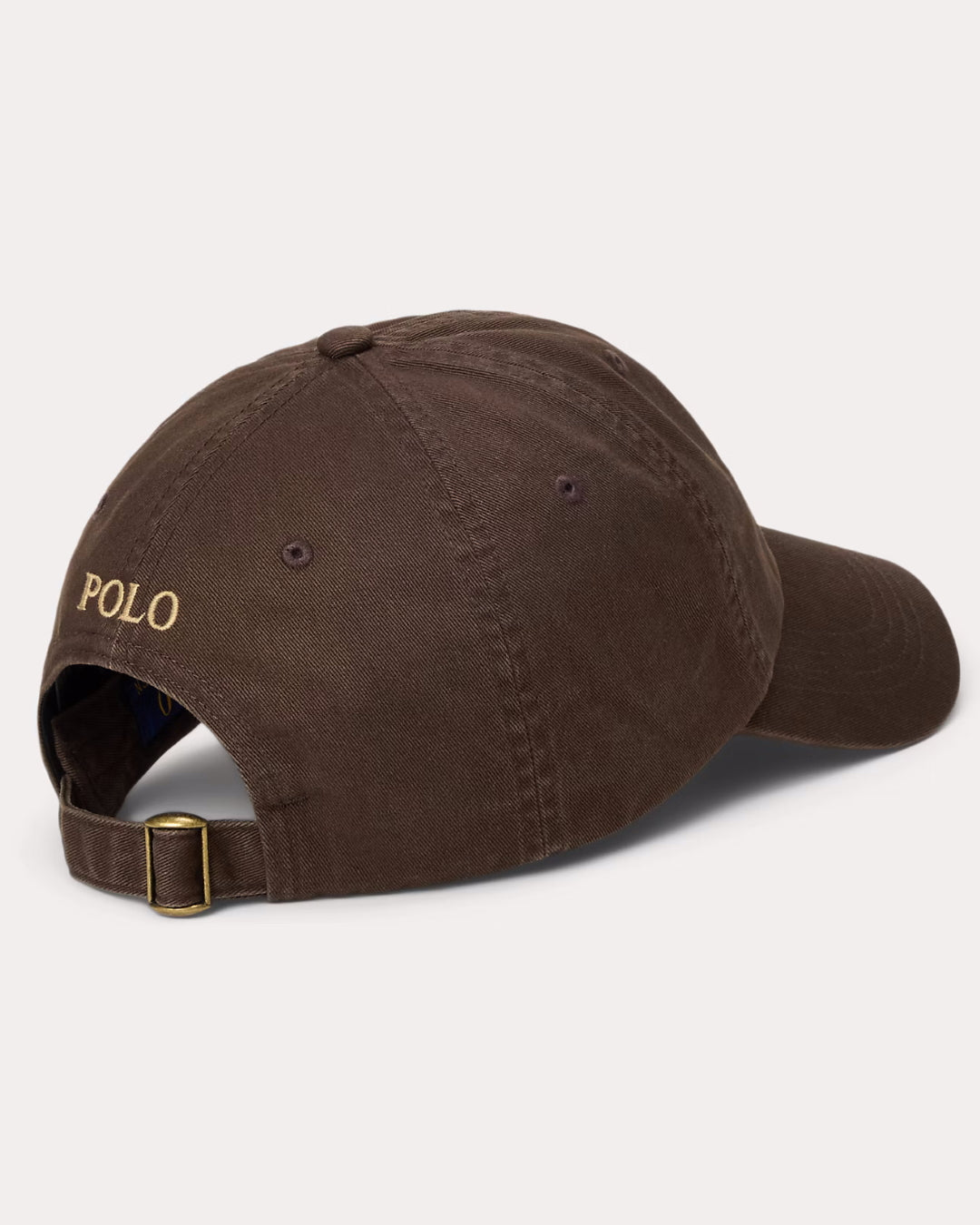 Ralph Lauren bruine pet met licht logo, productfoto achteraanzicht