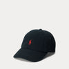 Ralph Lauren zwarte pet met rood Pony-logo, vooraanzicht