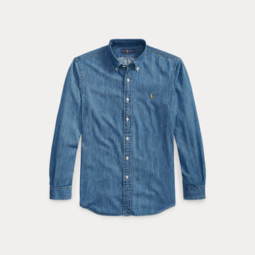 Ralph Lauren blauw denim hemd, productfoto vooraanzicht