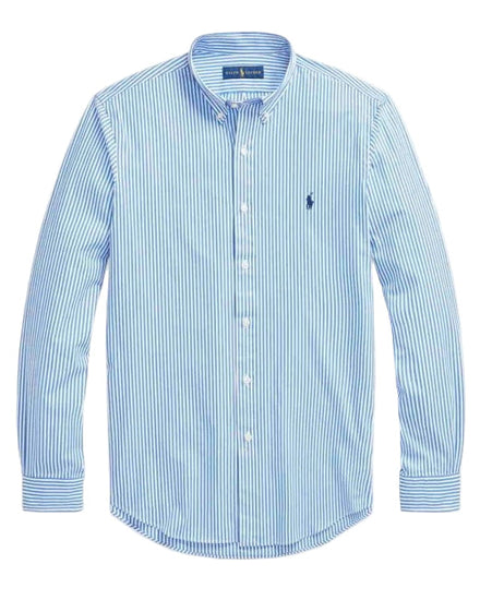 Ralph Lauren blauw-wit gestreept button-downhemd, productfoto vooraanzicht